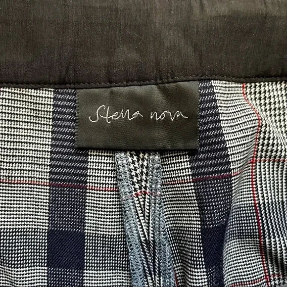 STELLA NOVA WOMENS NAVY PLAID WIDE LEG PANTS SIZE 36 or SMALL CONTEMPORARY - Picture 3 of 11